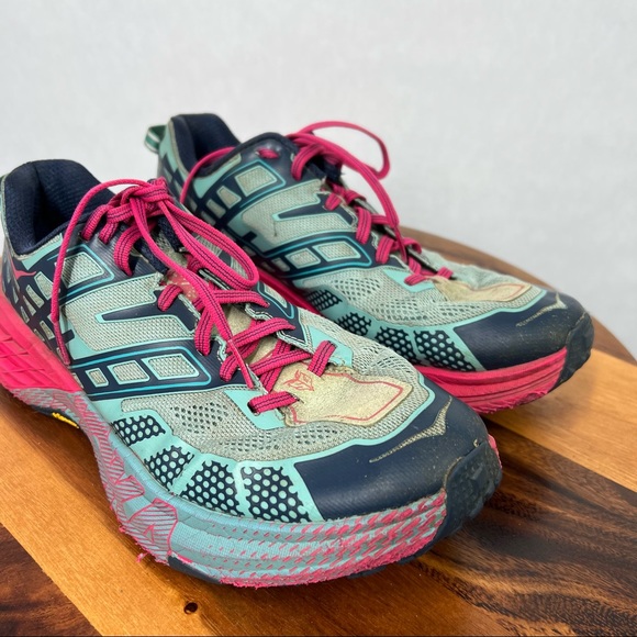 Hoka One One Speedgoat Pink Blue Women's Lace Up Athletic Shoes Size 9.5 - Picture 8 of 12